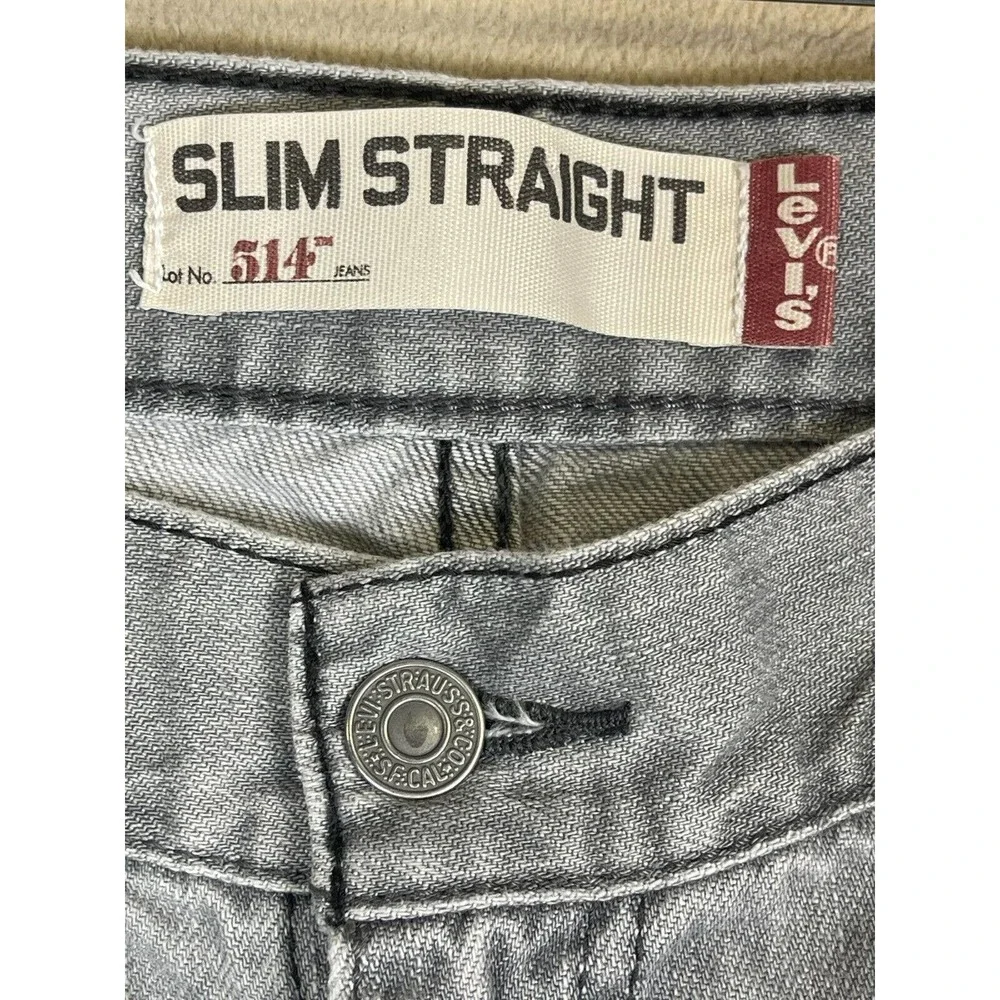 Levi's 514 Slim Straight Jeans Mens 36x30 Mid Rise‎ Straight Leg Gray Denim